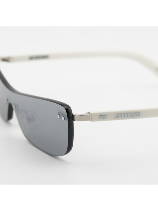 Jacquemus MIRADA JAC/69 C3 Sunglasses White Shield Frame, Silver Mirror Lenses main image 7